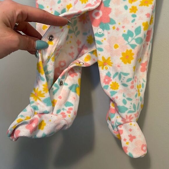 Carter Kid's Multicolor Floral Print Long Sleeve Snap Closure Pajamas - Picture 2 of 5